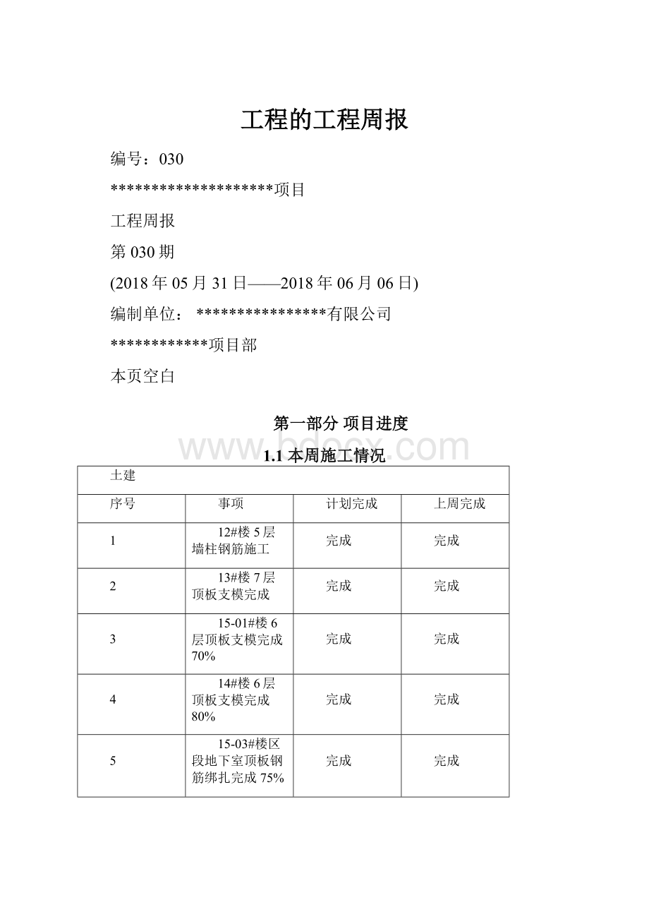 工程的工程周报.docx_第1页