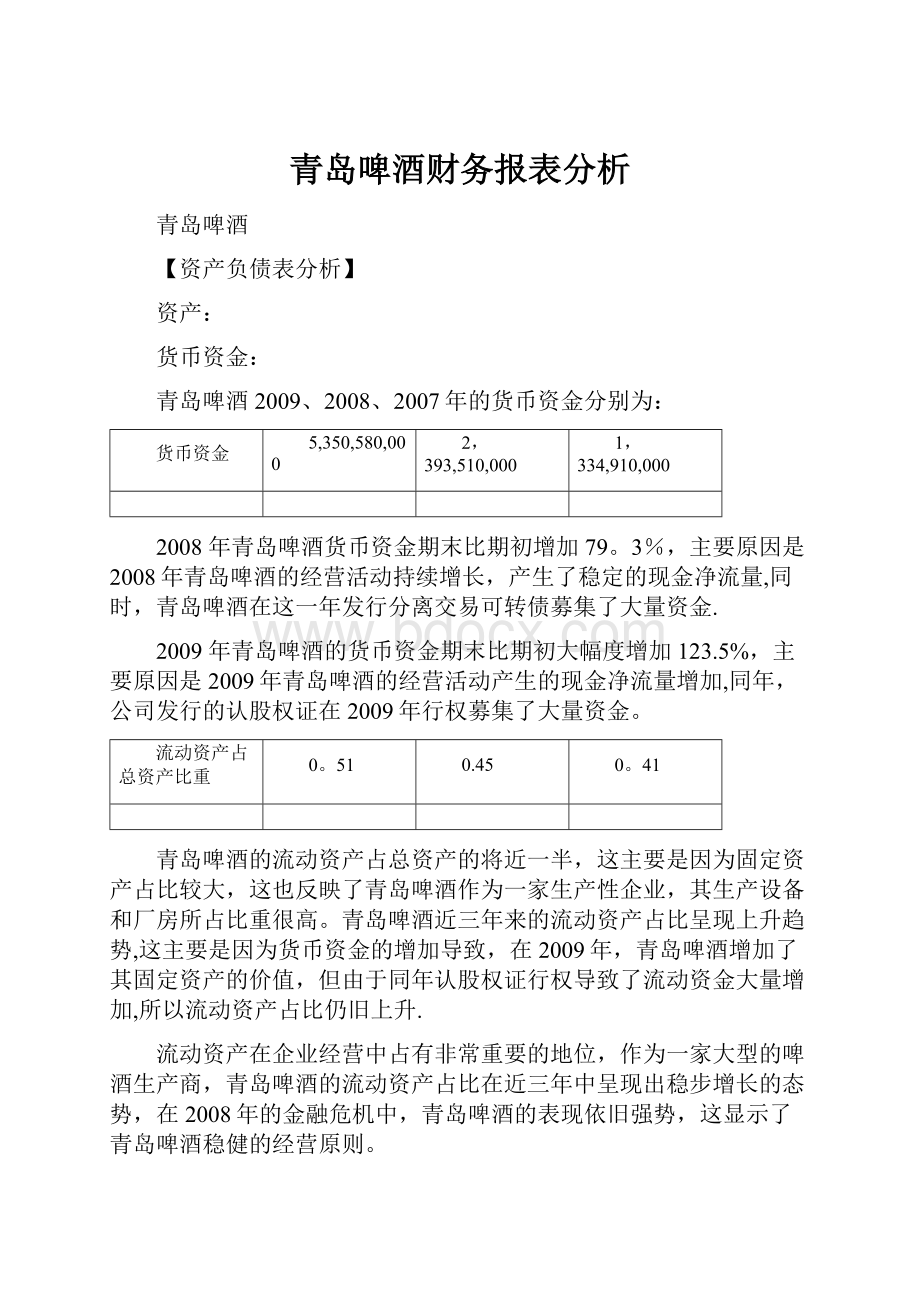 青岛啤酒财务报表分析.docx