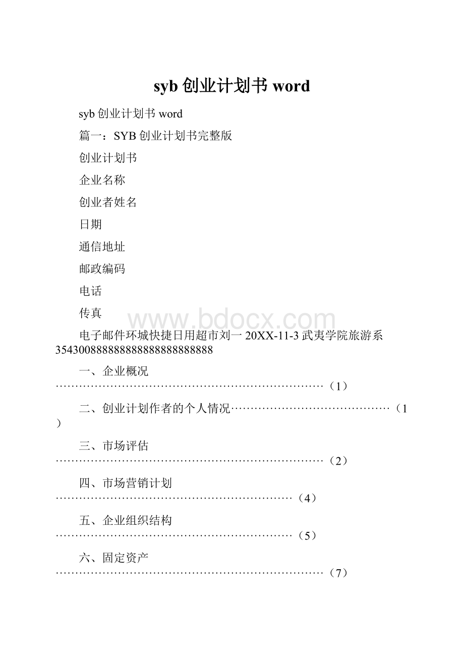 syb创业计划书word.docx