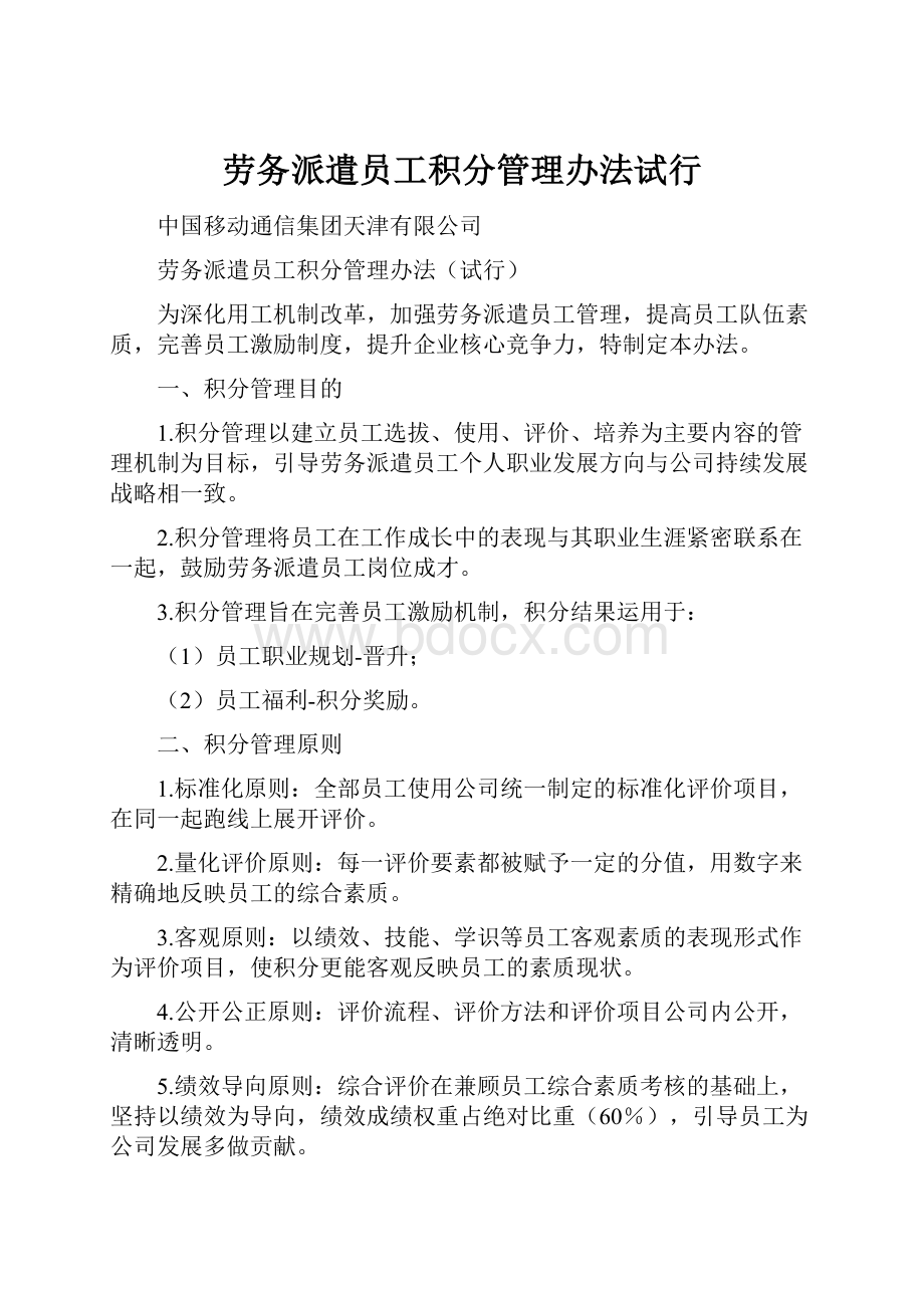 劳务派遣员工积分管理办法试行.docx