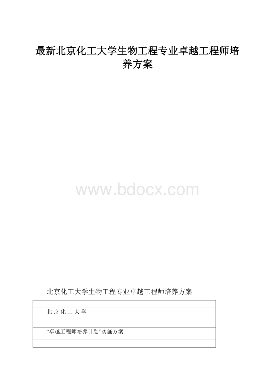 最新北京化工大学生物工程专业卓越工程师培养方案.docx