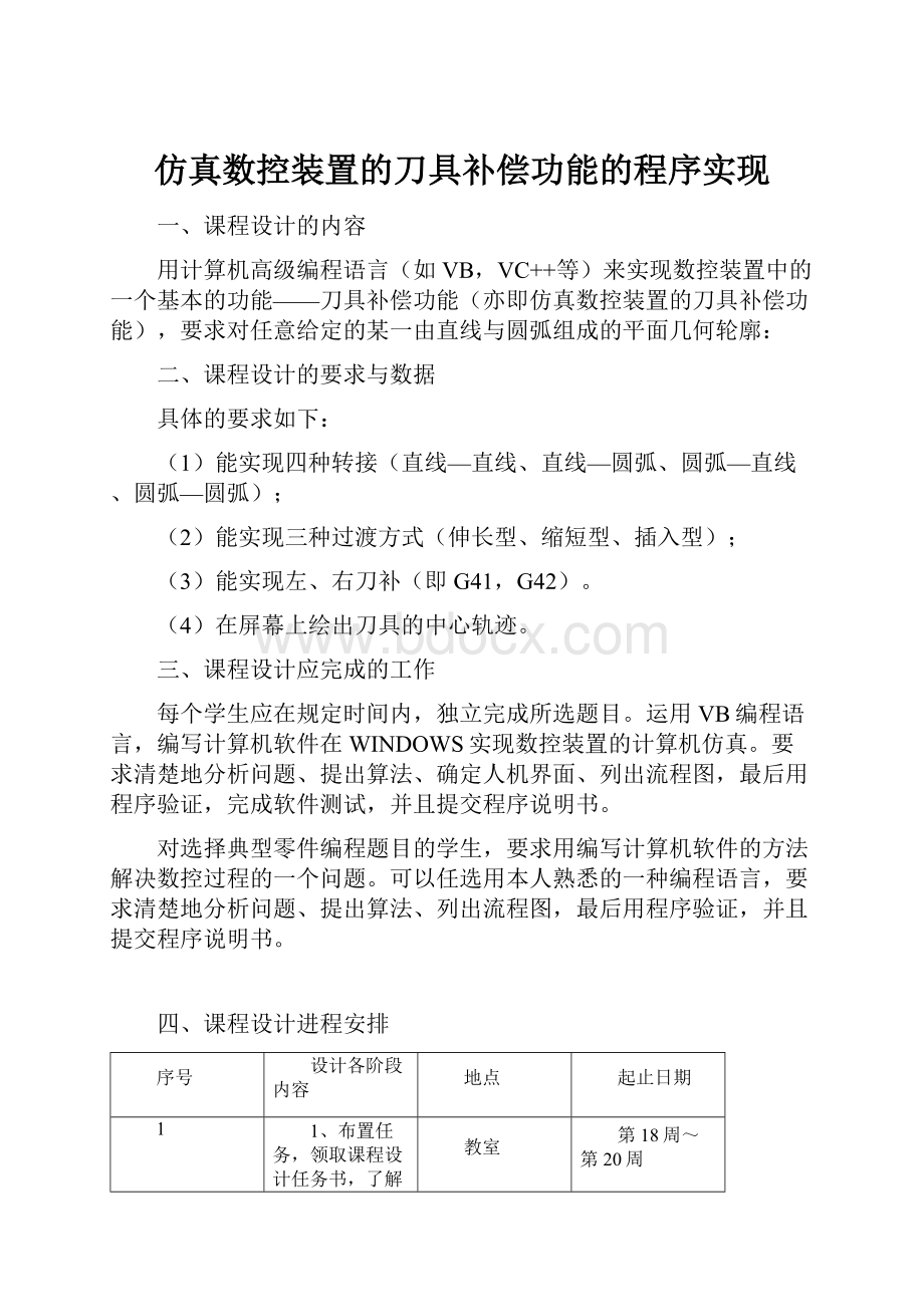 仿真数控装置的刀具补偿功能的程序实现.docx