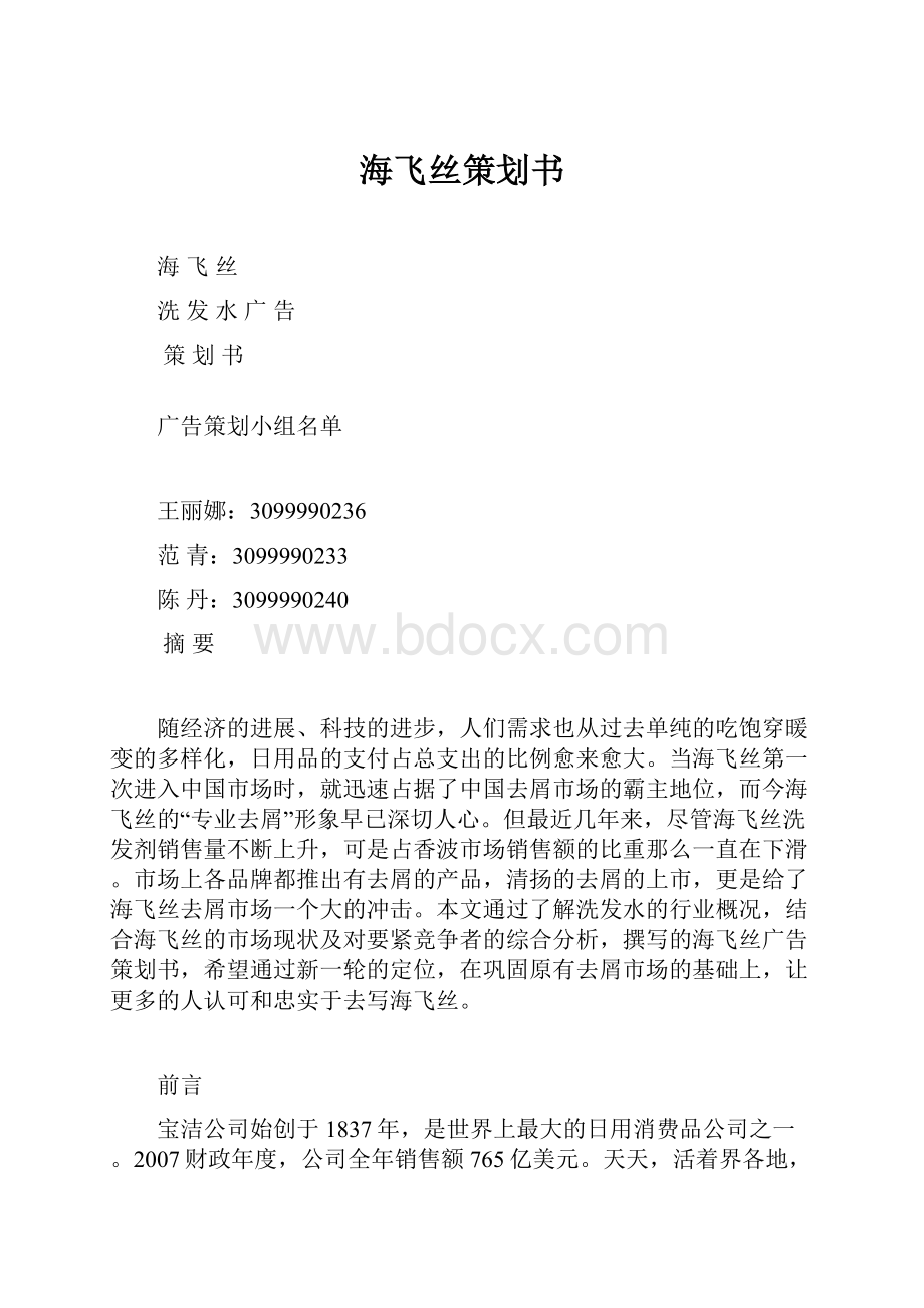 海飞丝策划书.docx