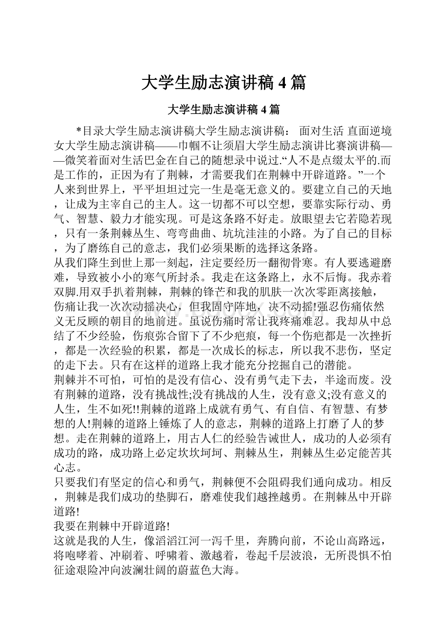 大学生励志演讲稿4篇.docx