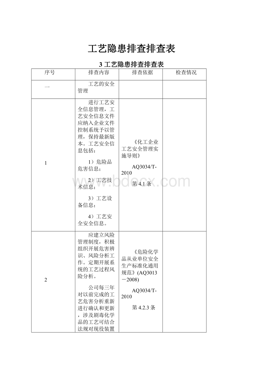 工艺隐患排查排查表.docx