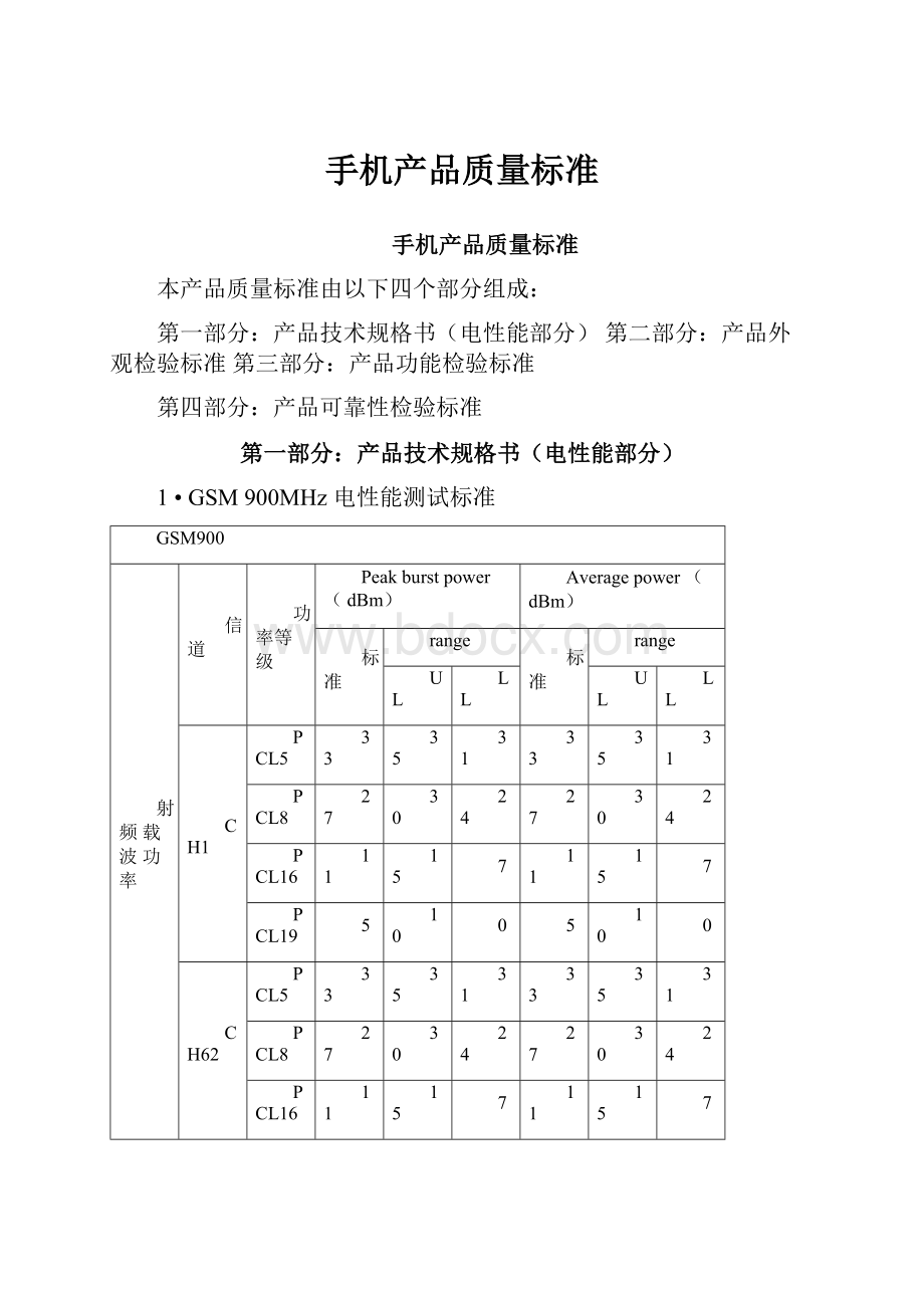 手机产品质量标准.docx_第1页