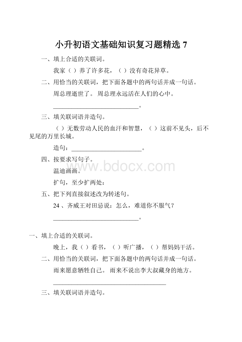 小升初语文基础知识复习题精选7.docx