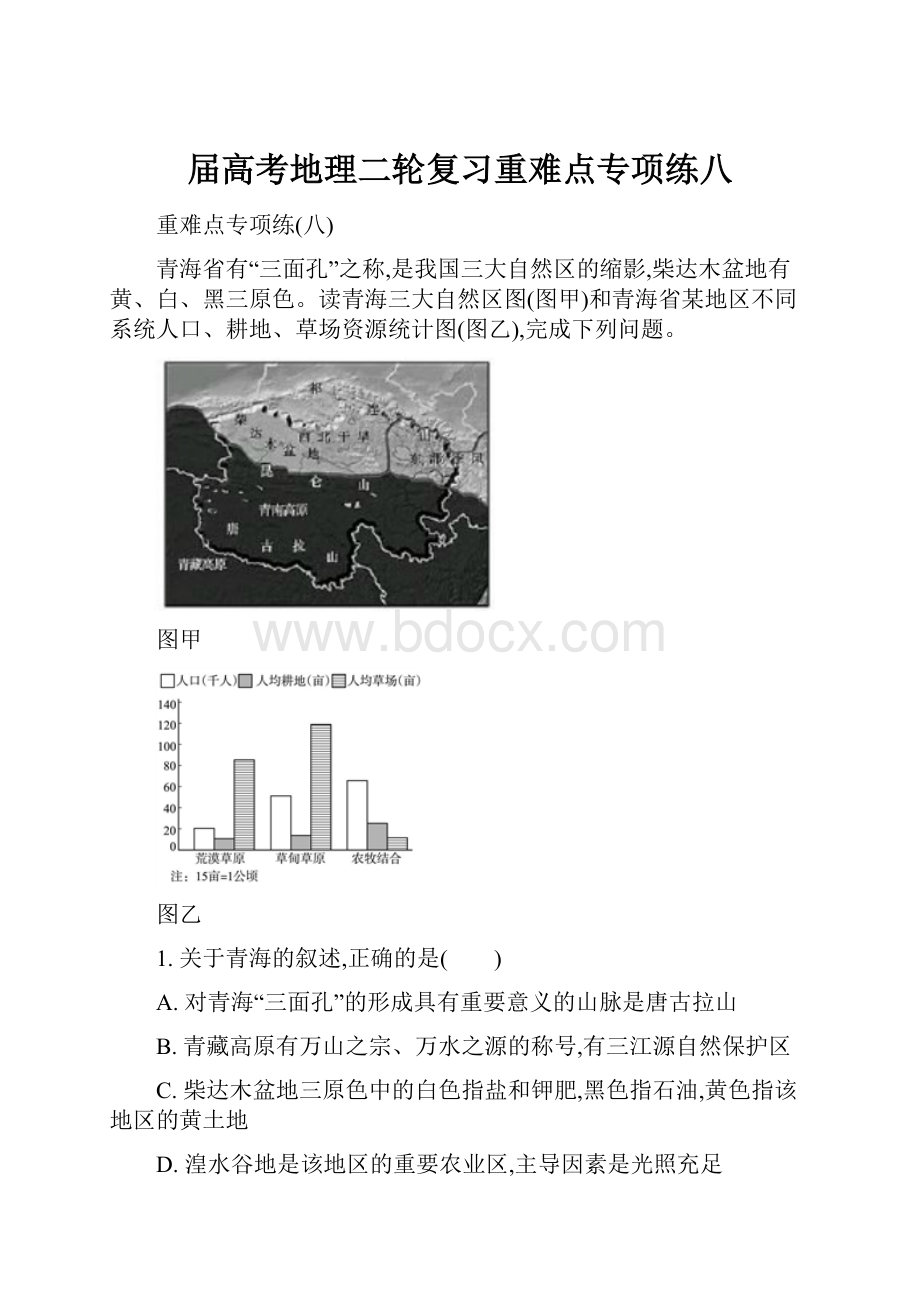 届高考地理二轮复习重难点专项练八.docx