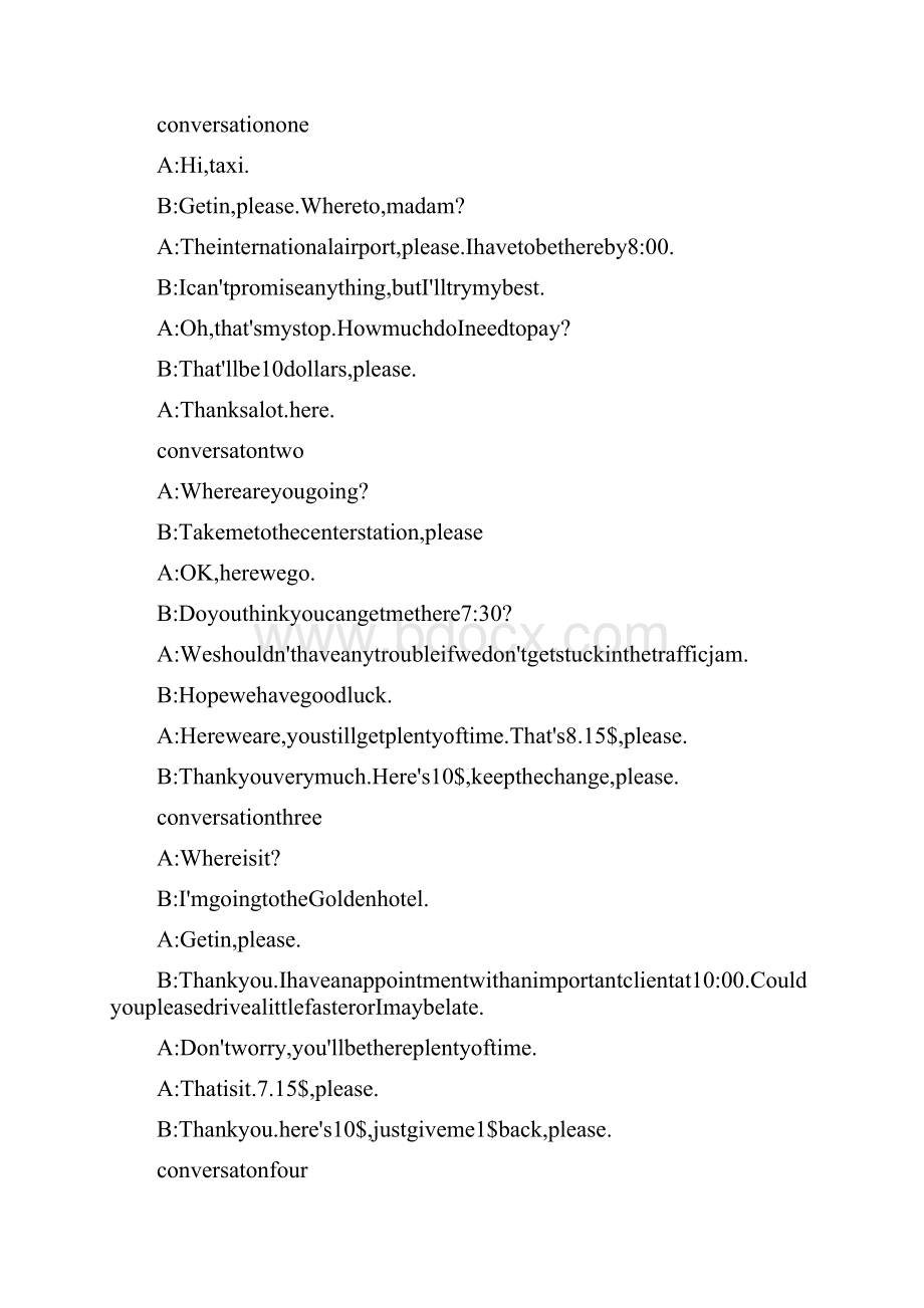 商务英语口语实用句型及对话第1部分商业生活Unit1打车.docx_第2页