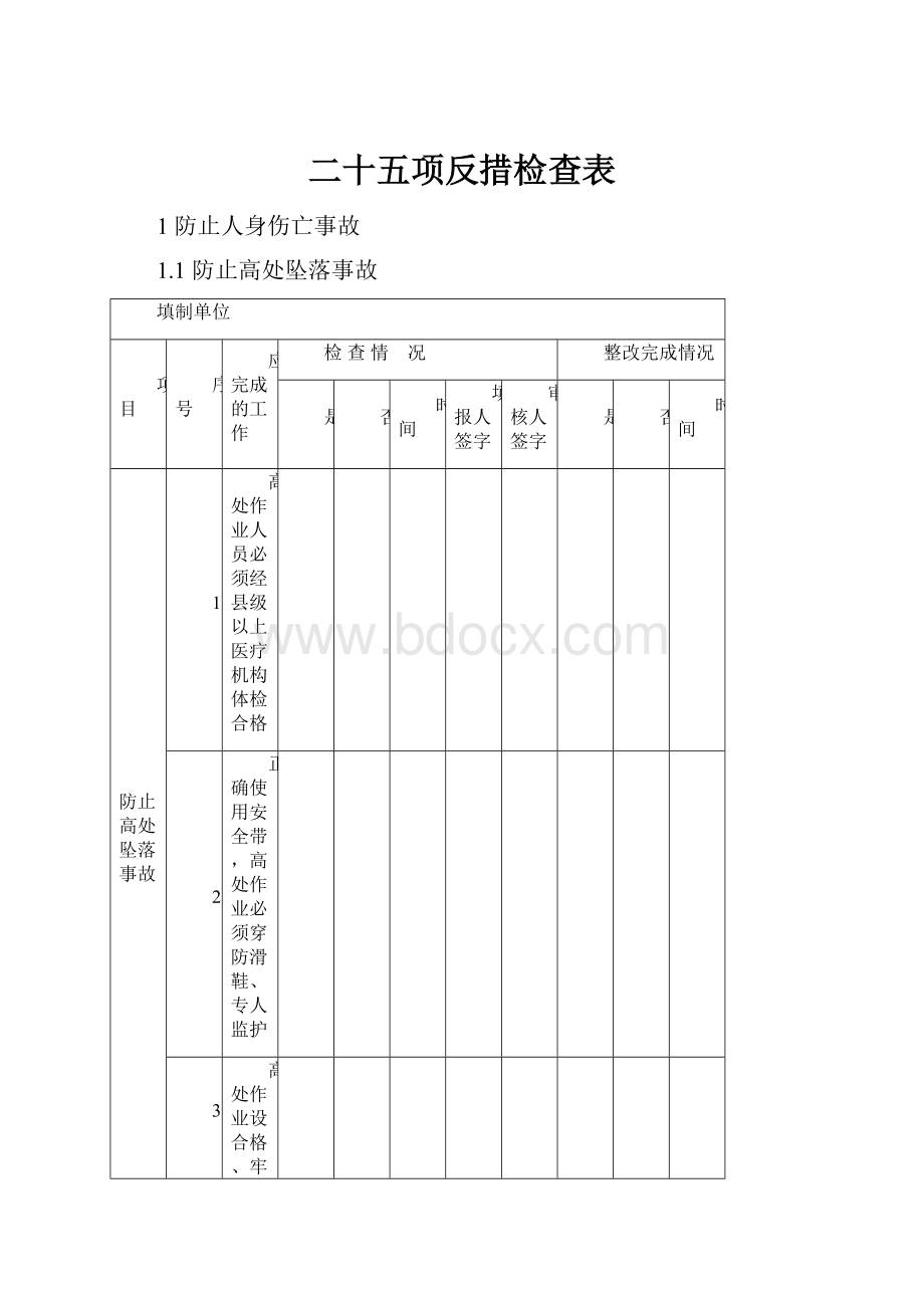 二十五项反措检查表.docx