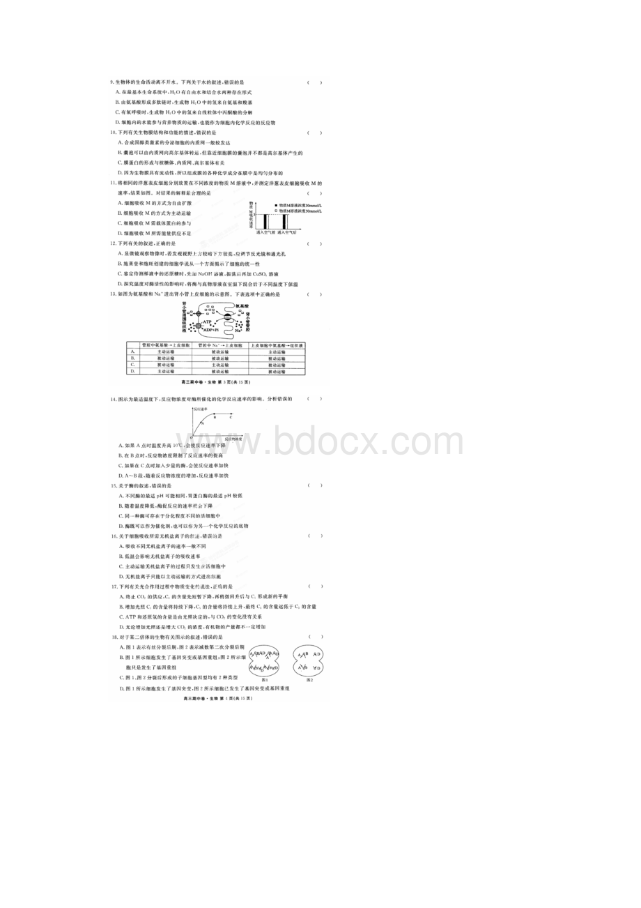 河北省衡水中学届高三生物上学期期中试题.docx_第3页