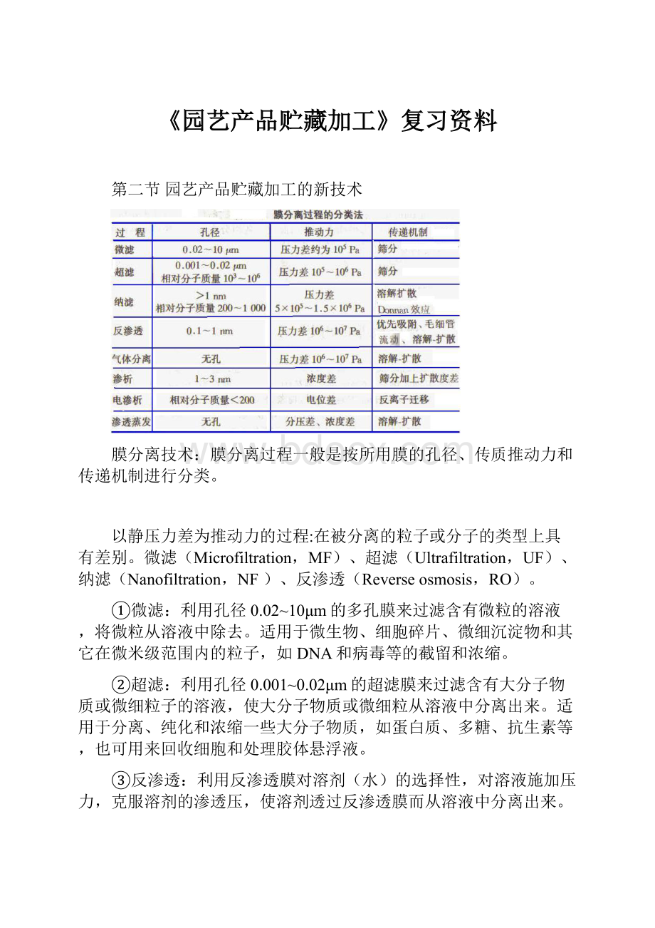 《园艺产品贮藏加工》复习资料.docx