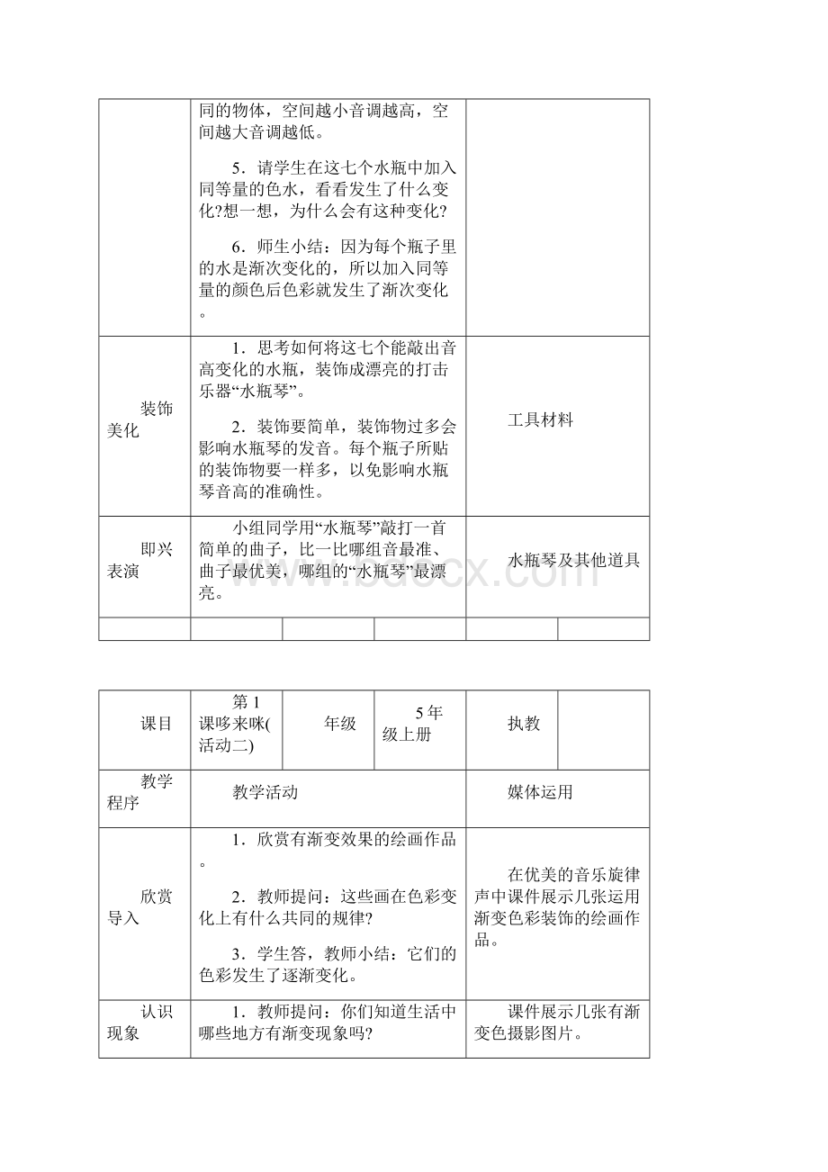 湖南美术出版社小学五年级上册美术教案打印版.docx_第2页