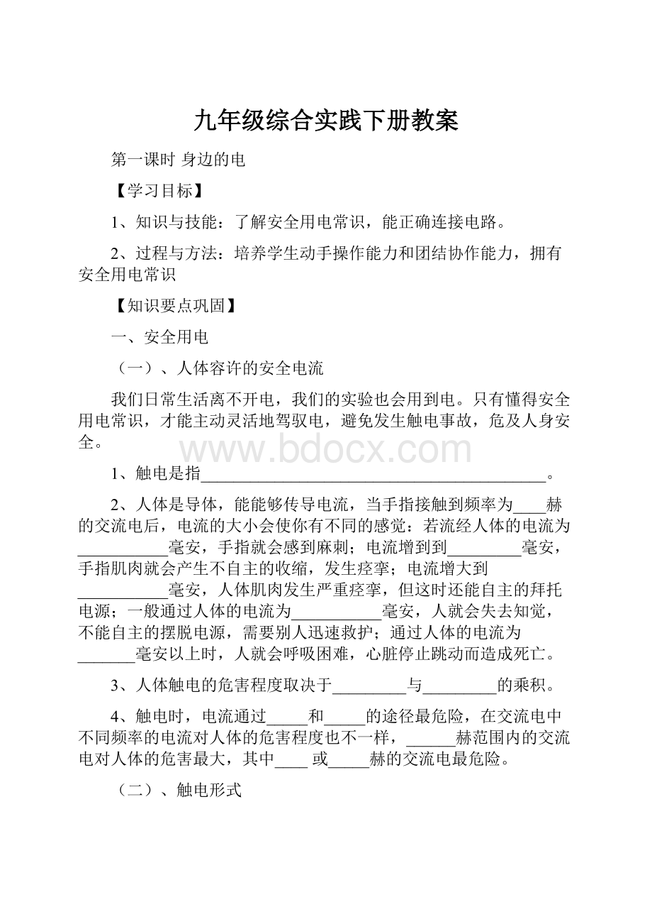 九年级综合实践下册教案.docx