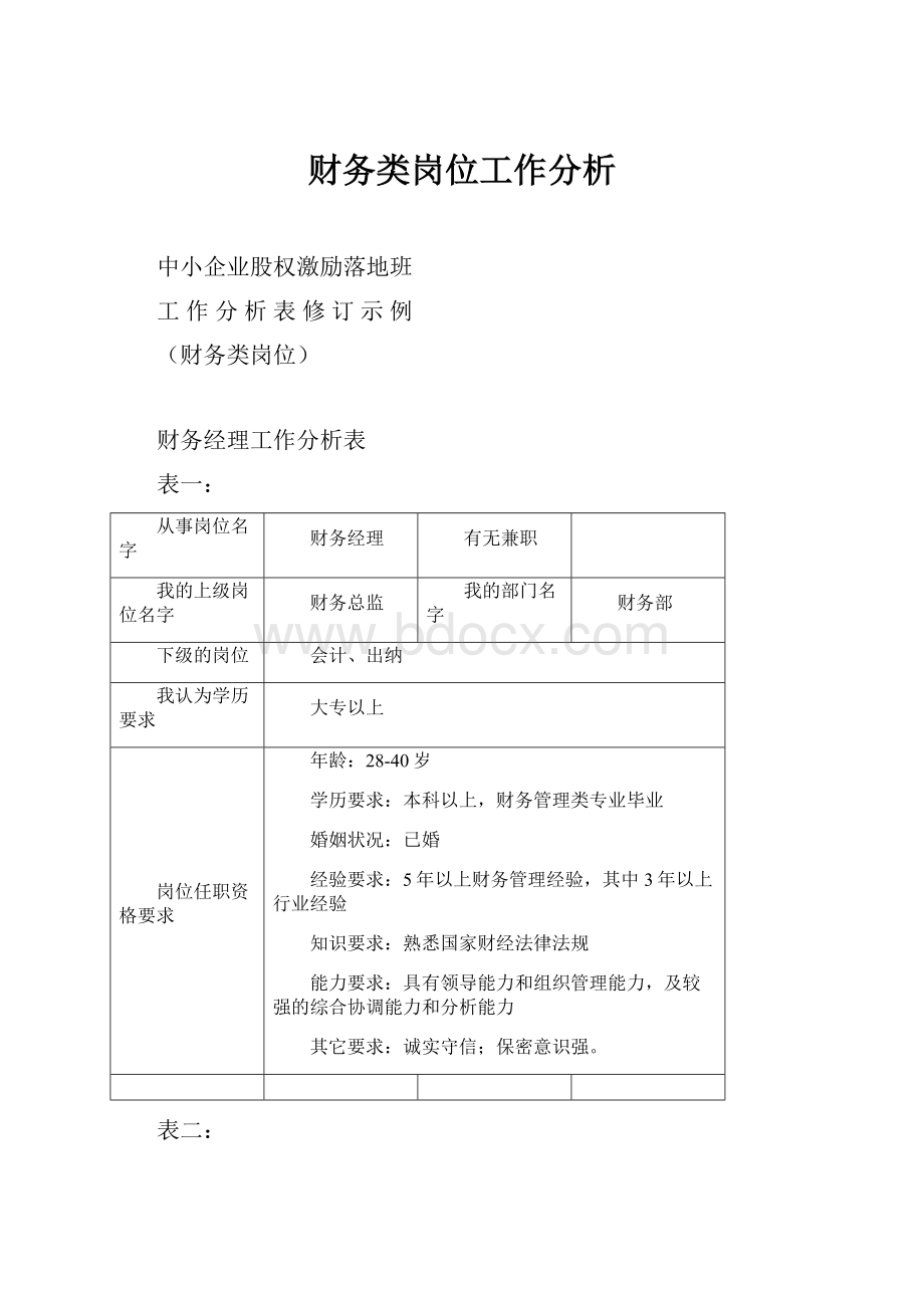 财务类岗位工作分析.docx