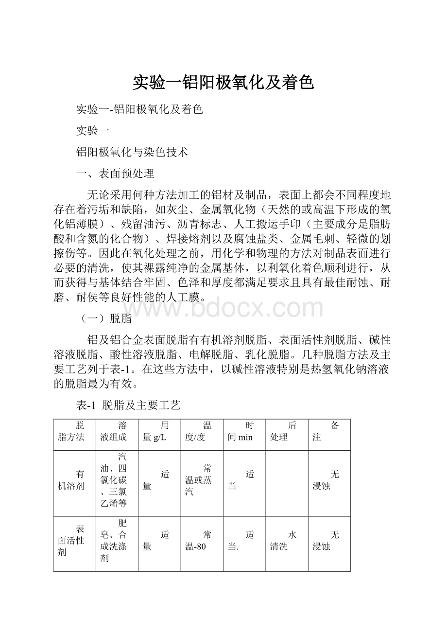 实验一铝阳极氧化及着色.docx