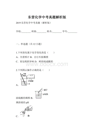 东营化学中考真题解析版.docx