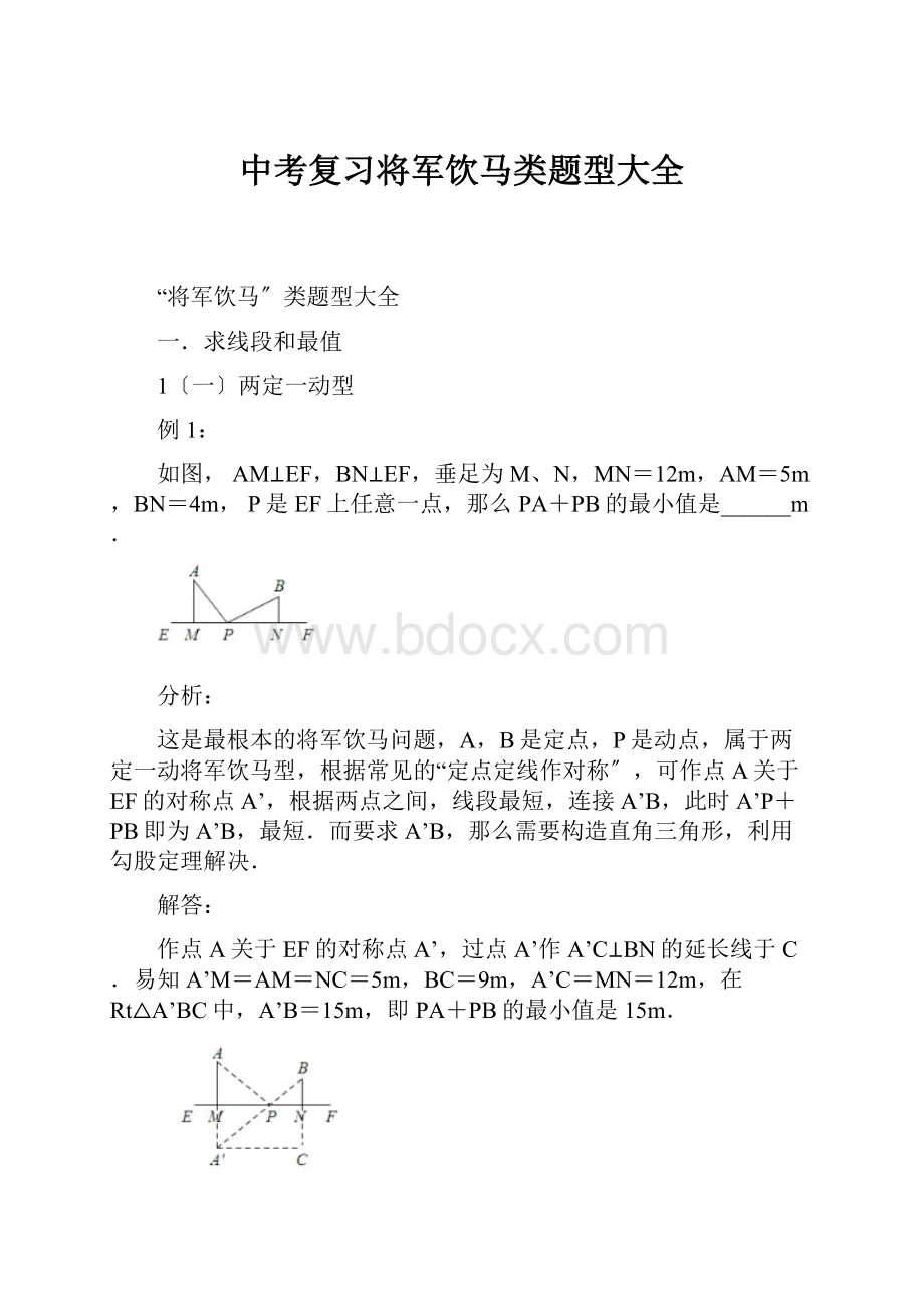 中考复习将军饮马类题型大全.docx