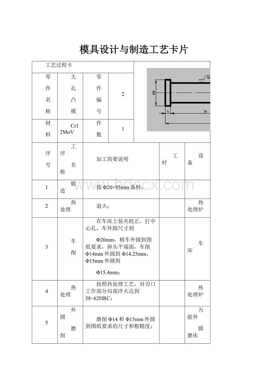 模具设计与制造工艺卡片.docx_第1页