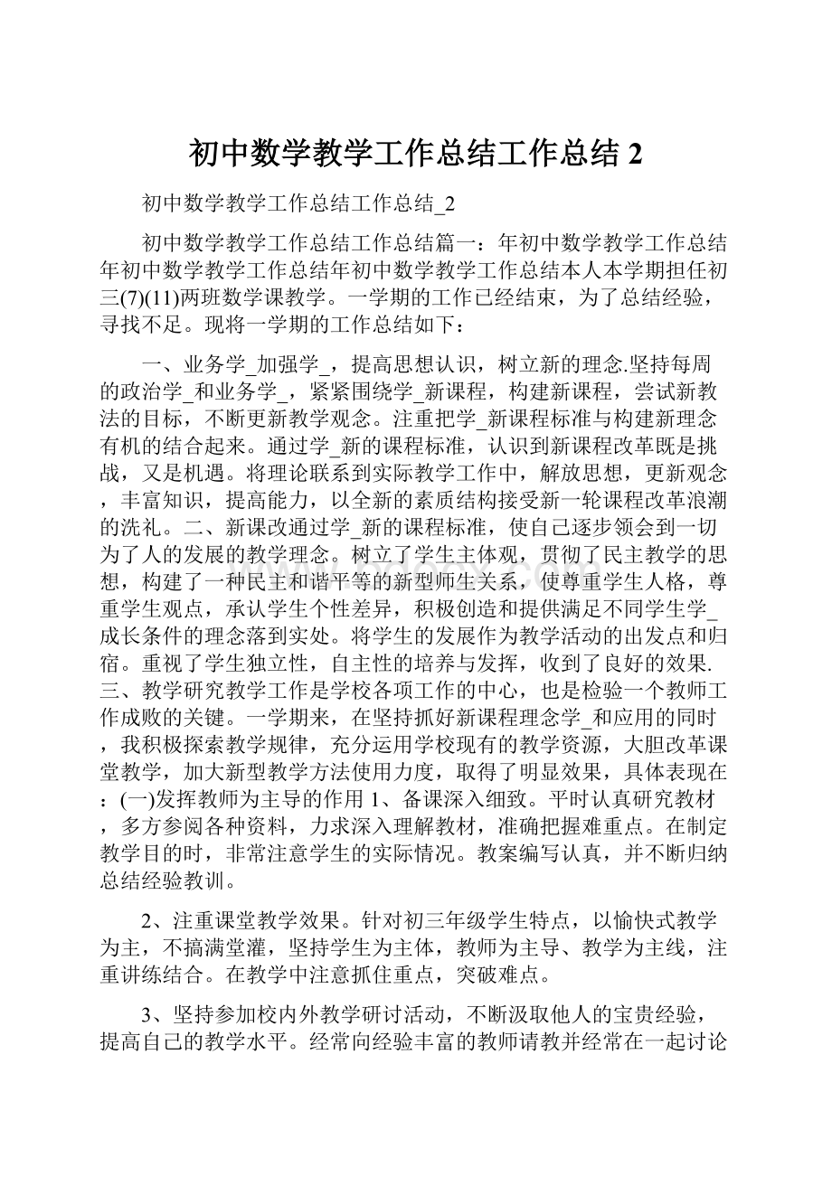 初中数学教学工作总结工作总结2.docx