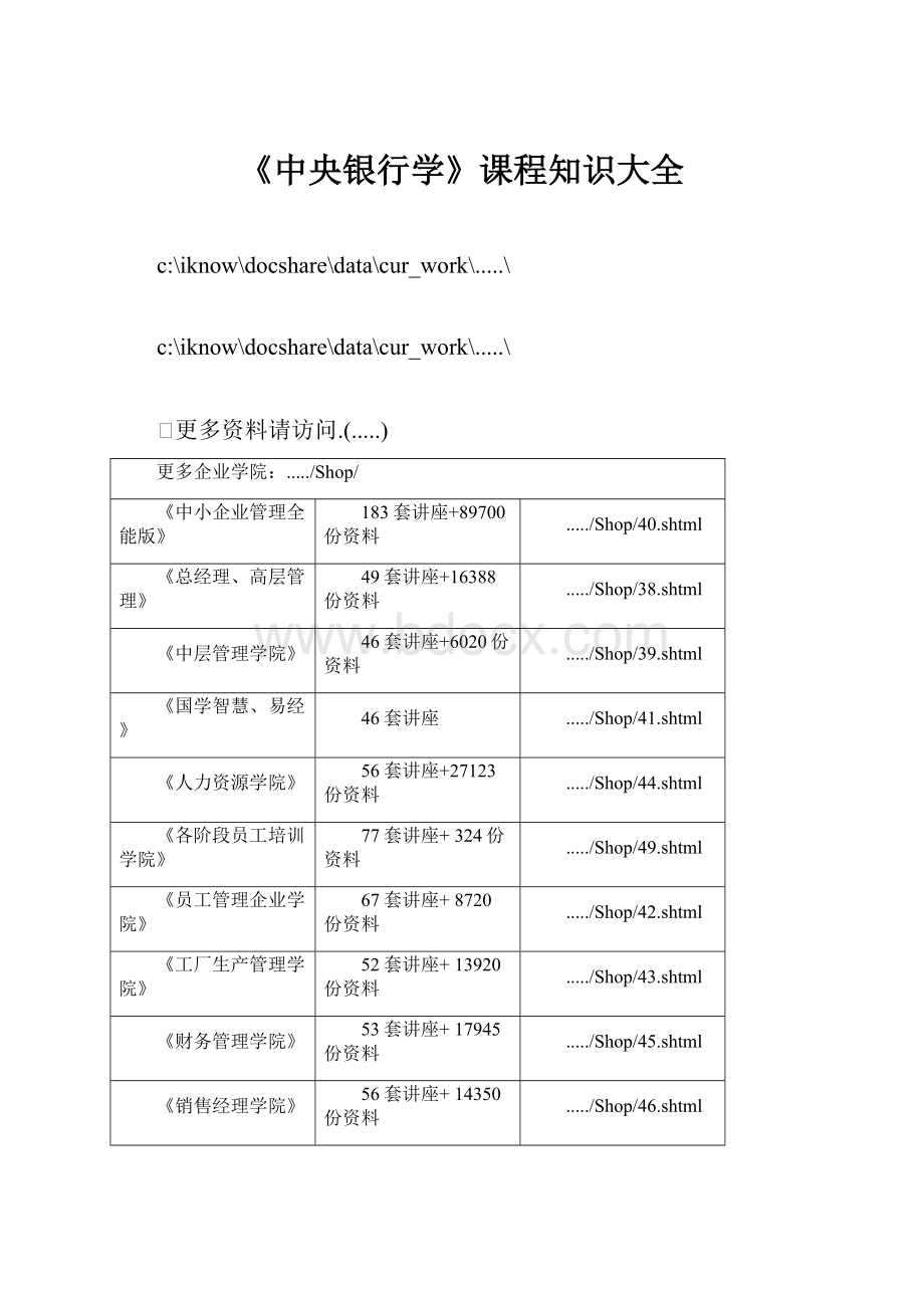 《中央银行学》课程知识大全.docx