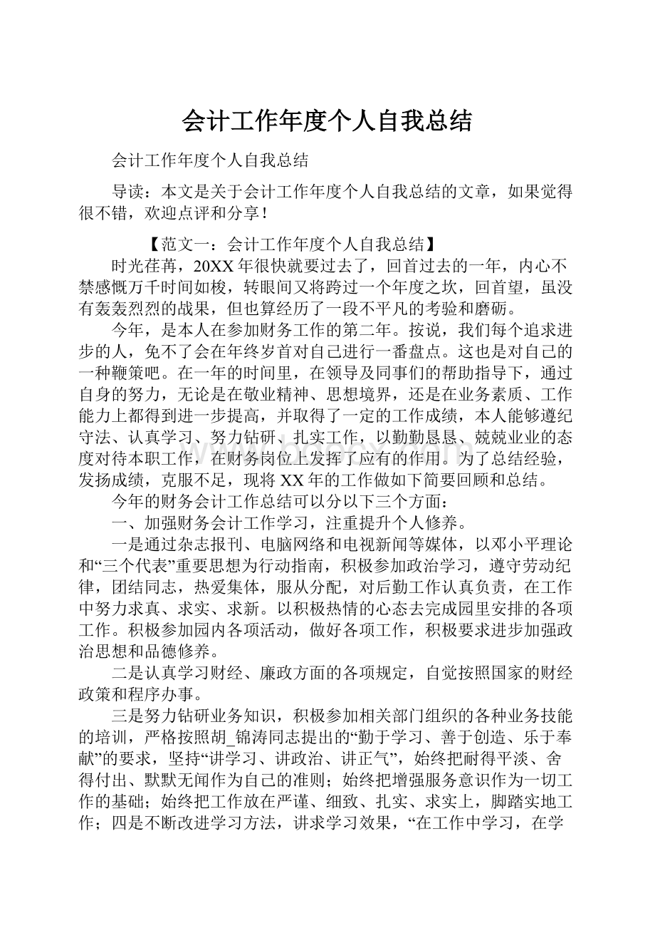 会计工作年度个人自我总结.docx