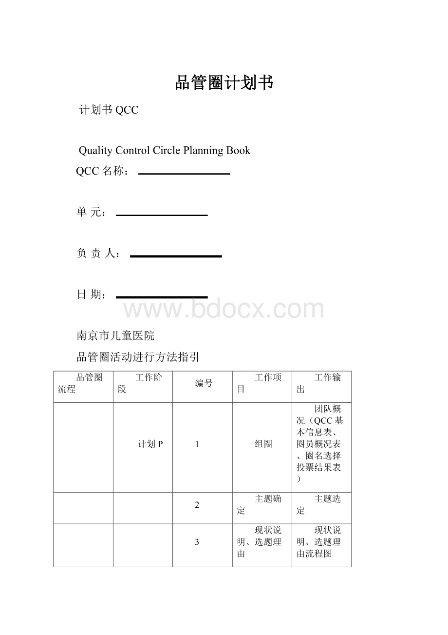 品管圈计划书.docx