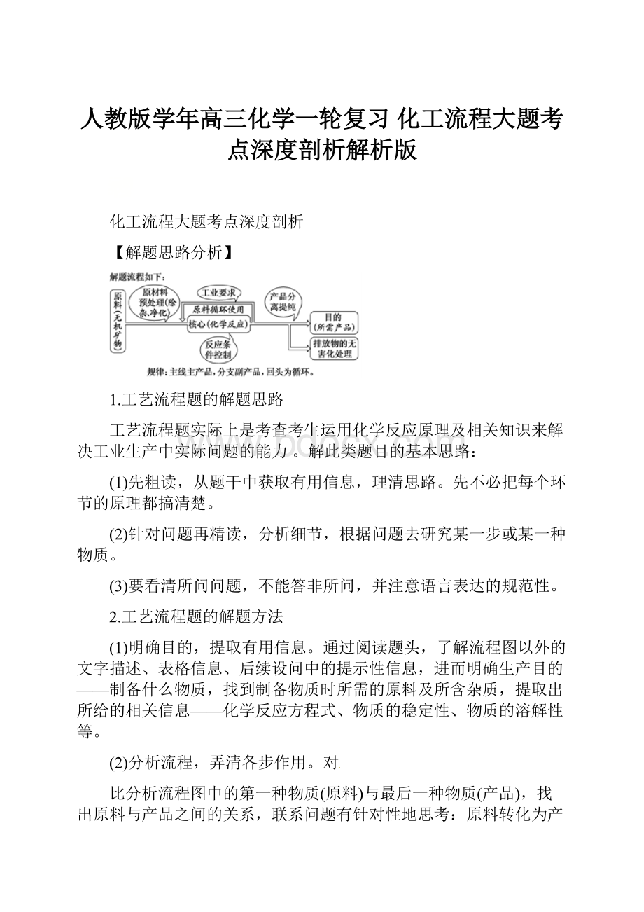 人教版学年高三化学一轮复习 化工流程大题考点深度剖析解析版.docx_第1页