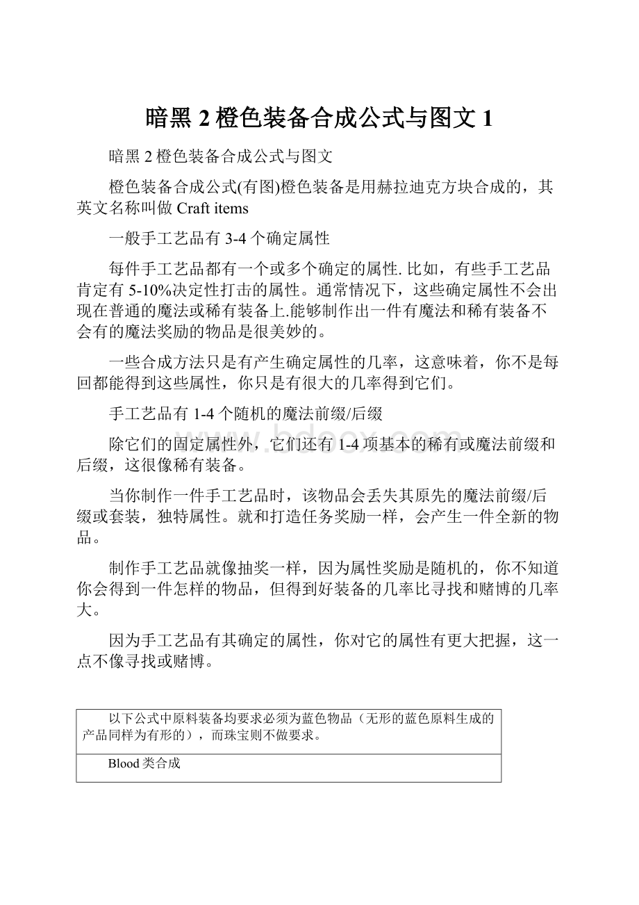 暗黑2橙色装备合成公式与图文 1.docx