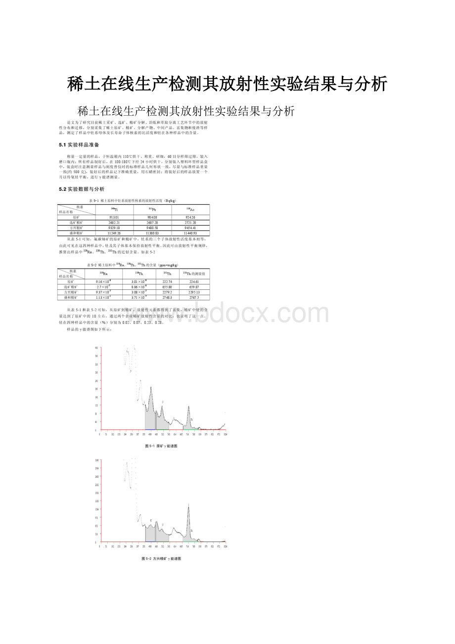 稀土在线生产检测其放射性实验结果与分析.docx