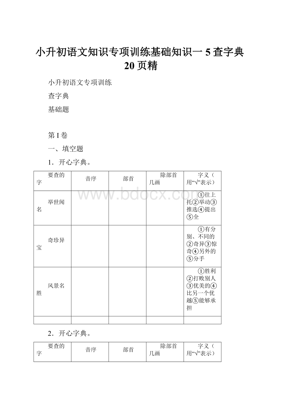 小升初语文知识专项训练基础知识一5查字典20页精.docx