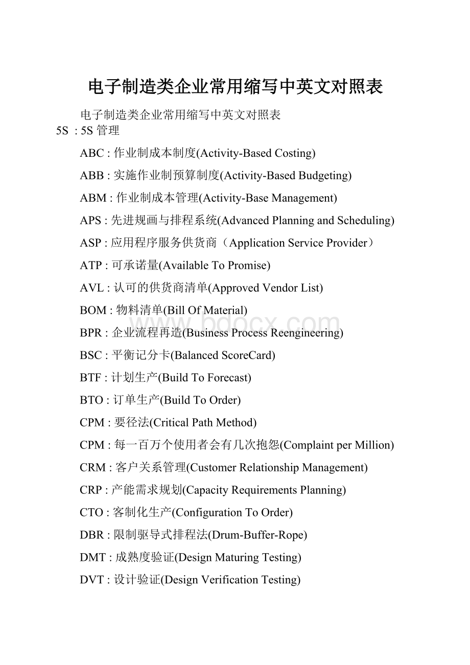 电子制造类企业常用缩写中英文对照表.docx_第1页