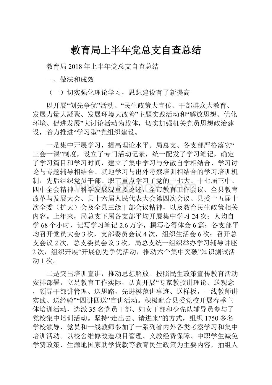 教育局上半年党总支自查总结.docx