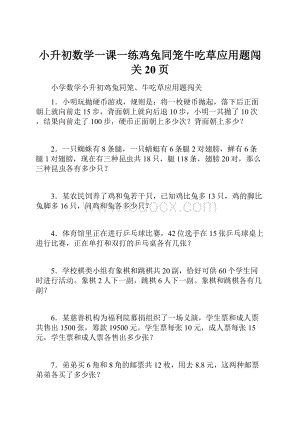 小升初数学一课一练鸡兔同笼牛吃草应用题闯关20页.docx