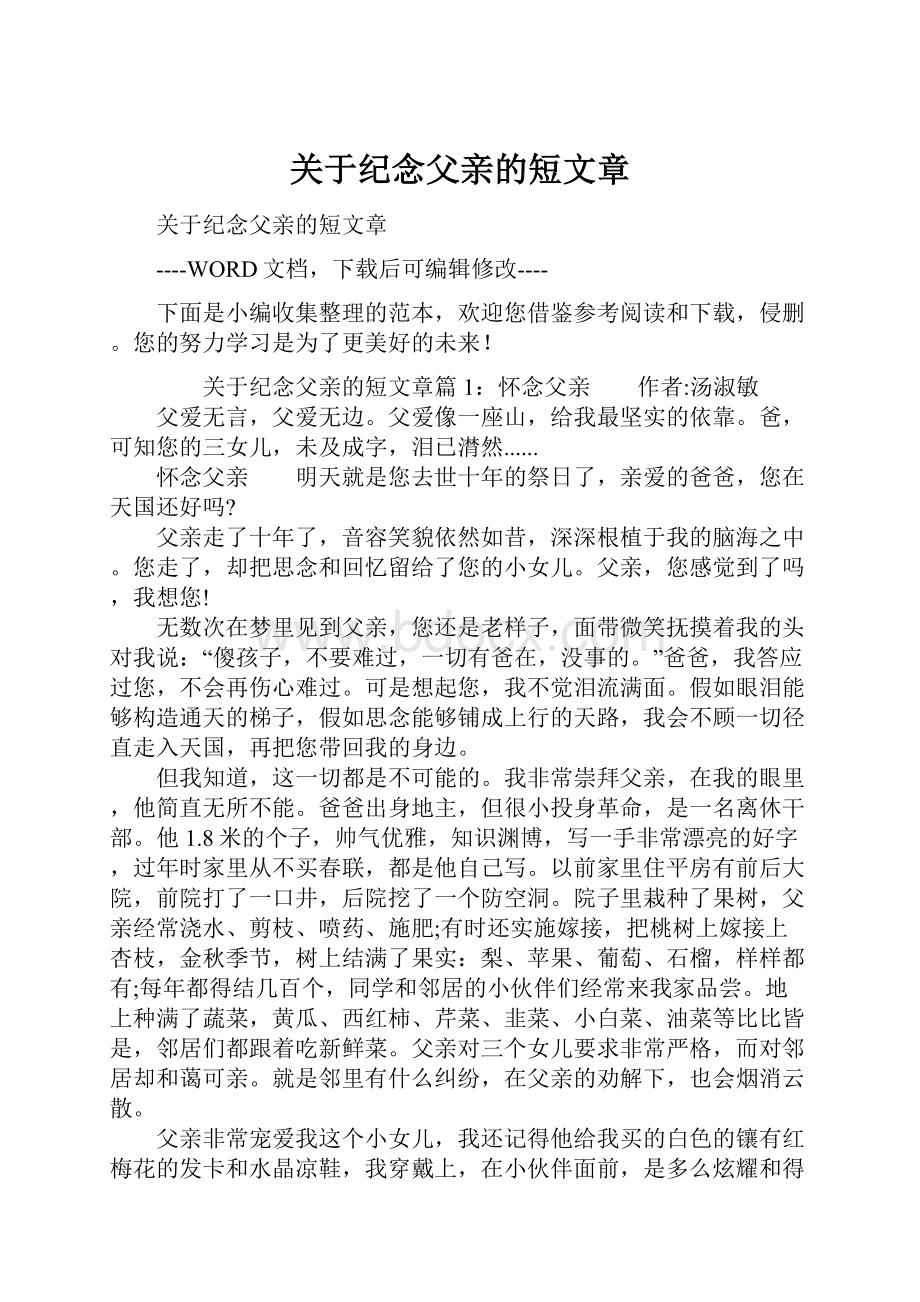 关于纪念父亲的短文章.docx