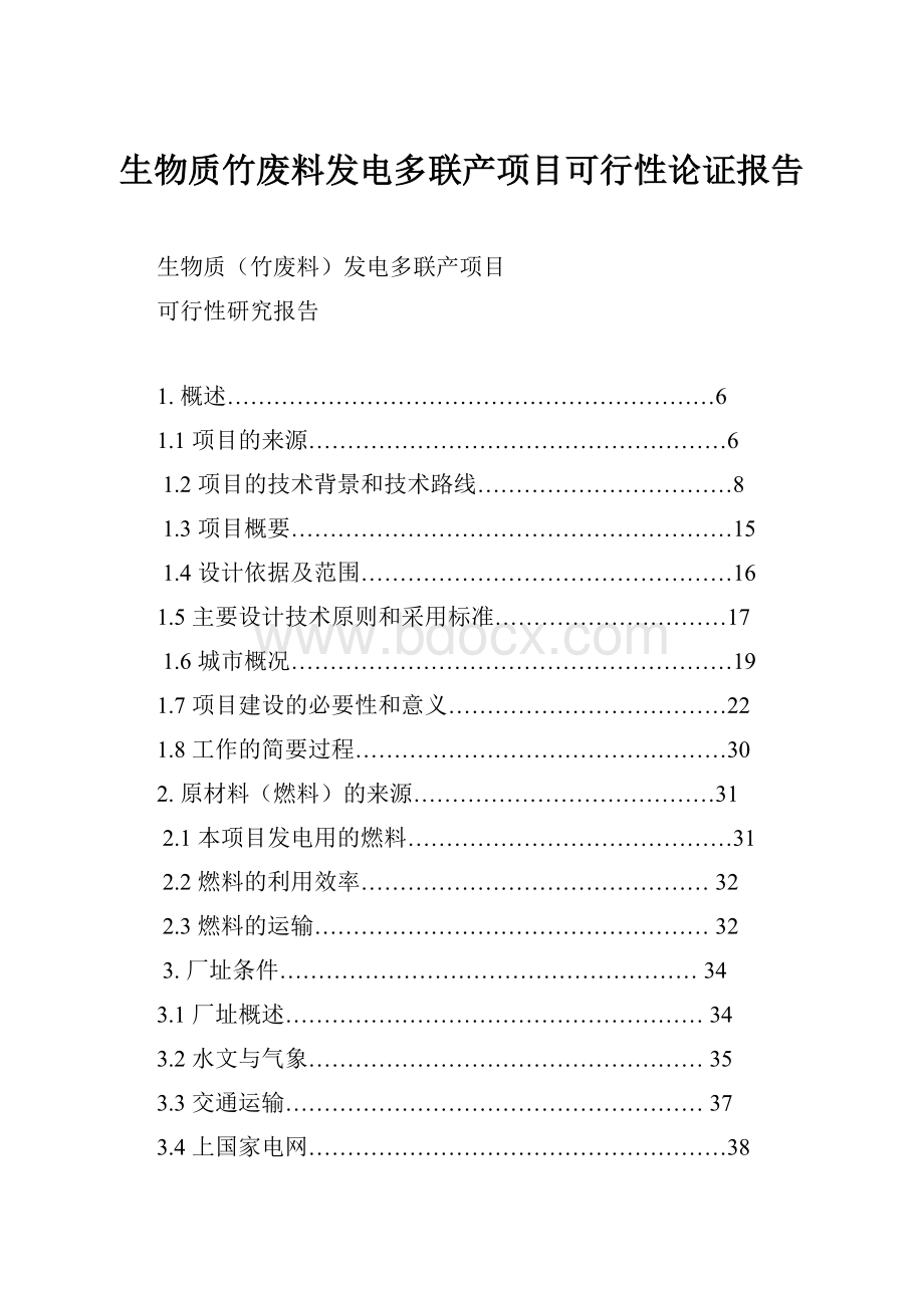 生物质竹废料发电多联产项目可行性论证报告.docx