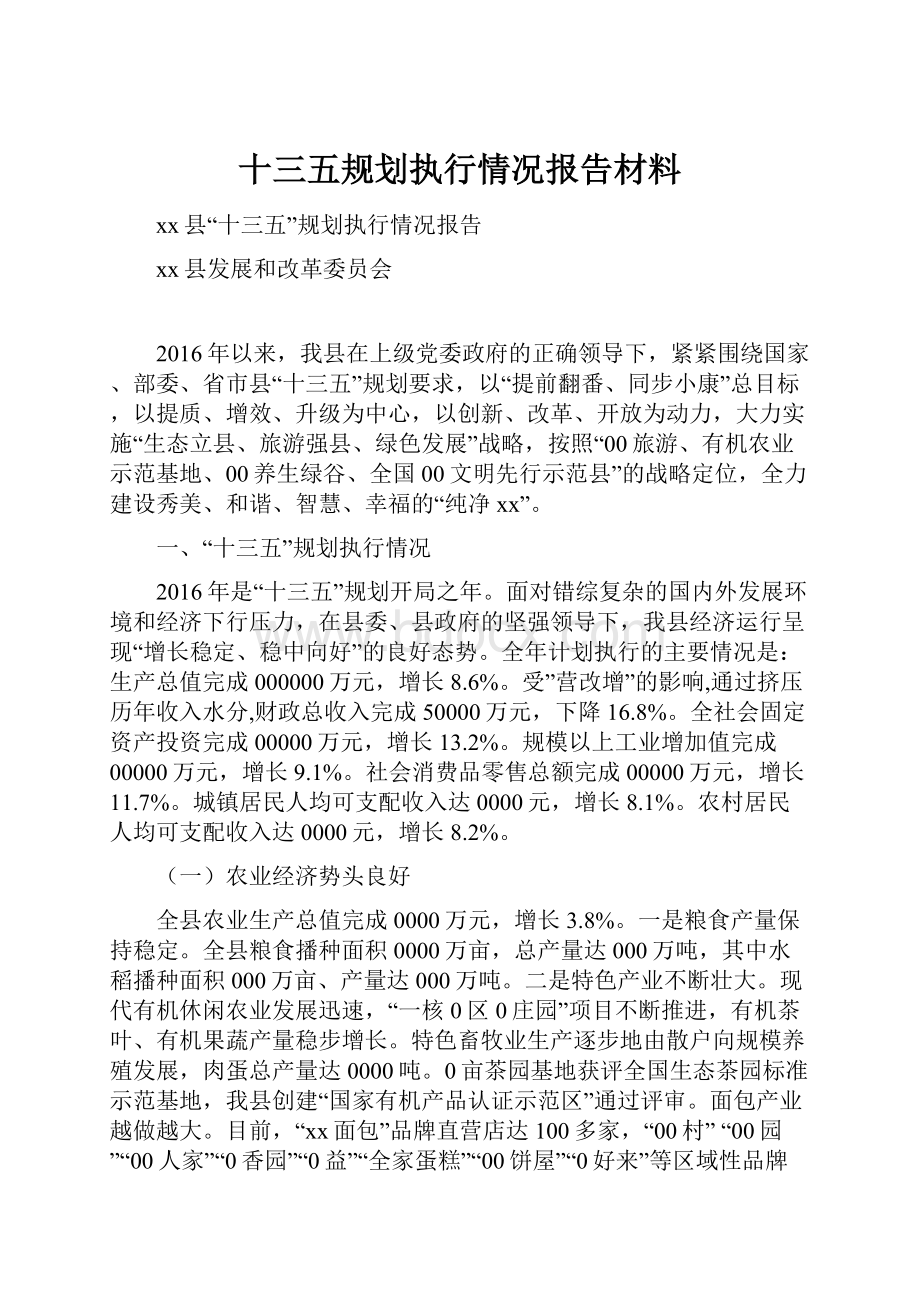 十三五规划执行情况报告材料.docx_第1页