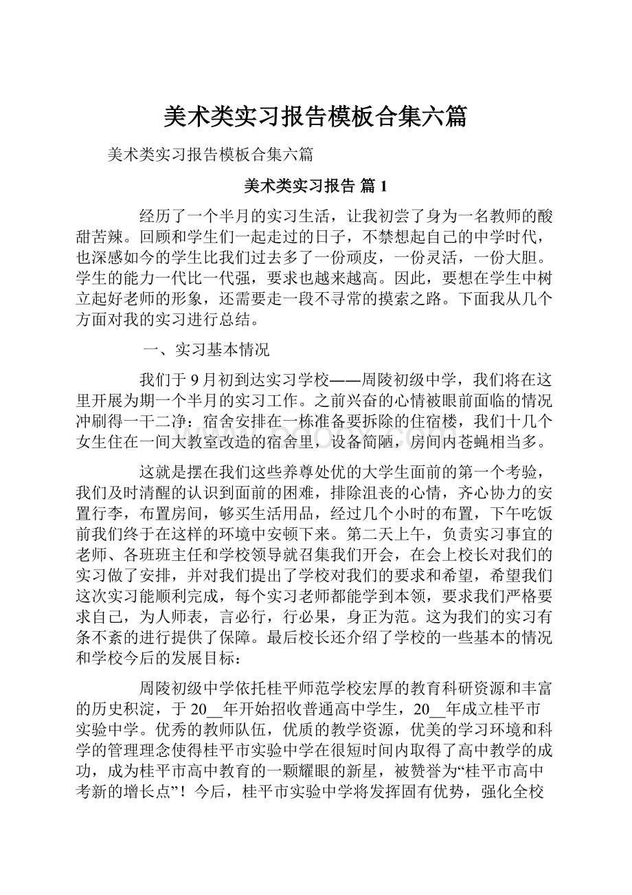 美术类实习报告模板合集六篇.docx