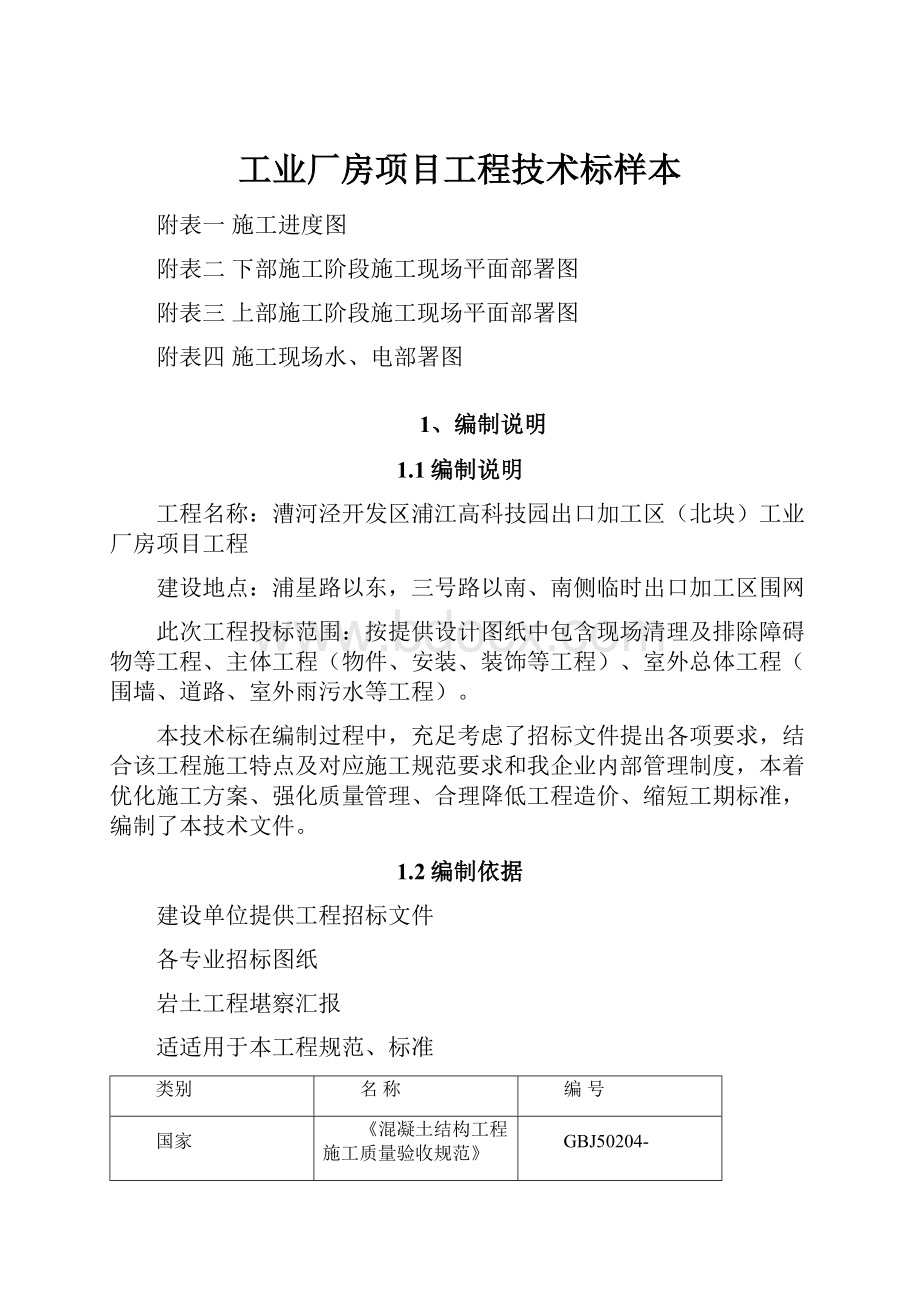 工业厂房项目工程技术标样本.docx