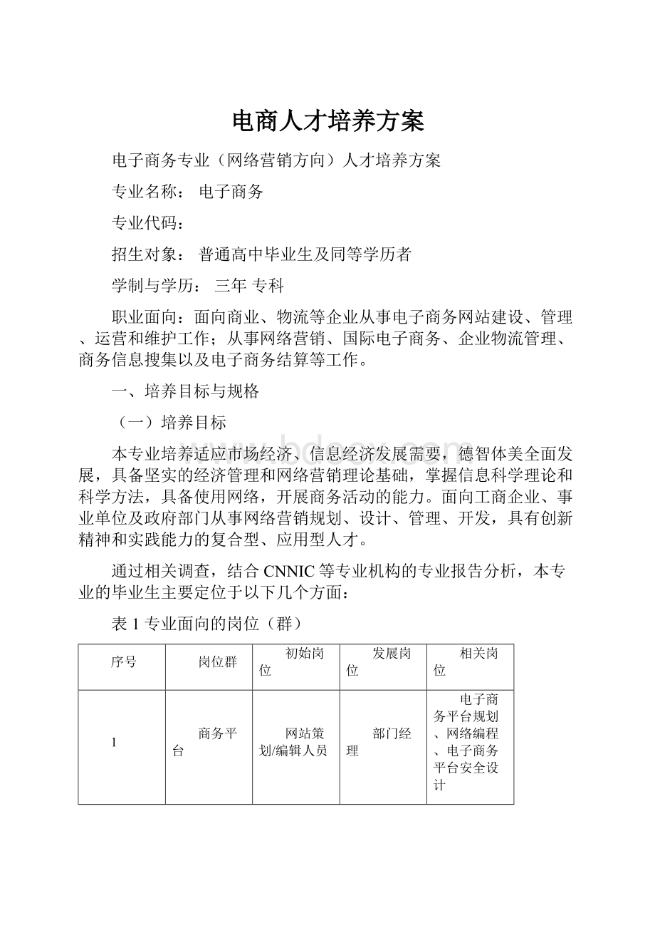 电商人才培养方案.docx_第1页