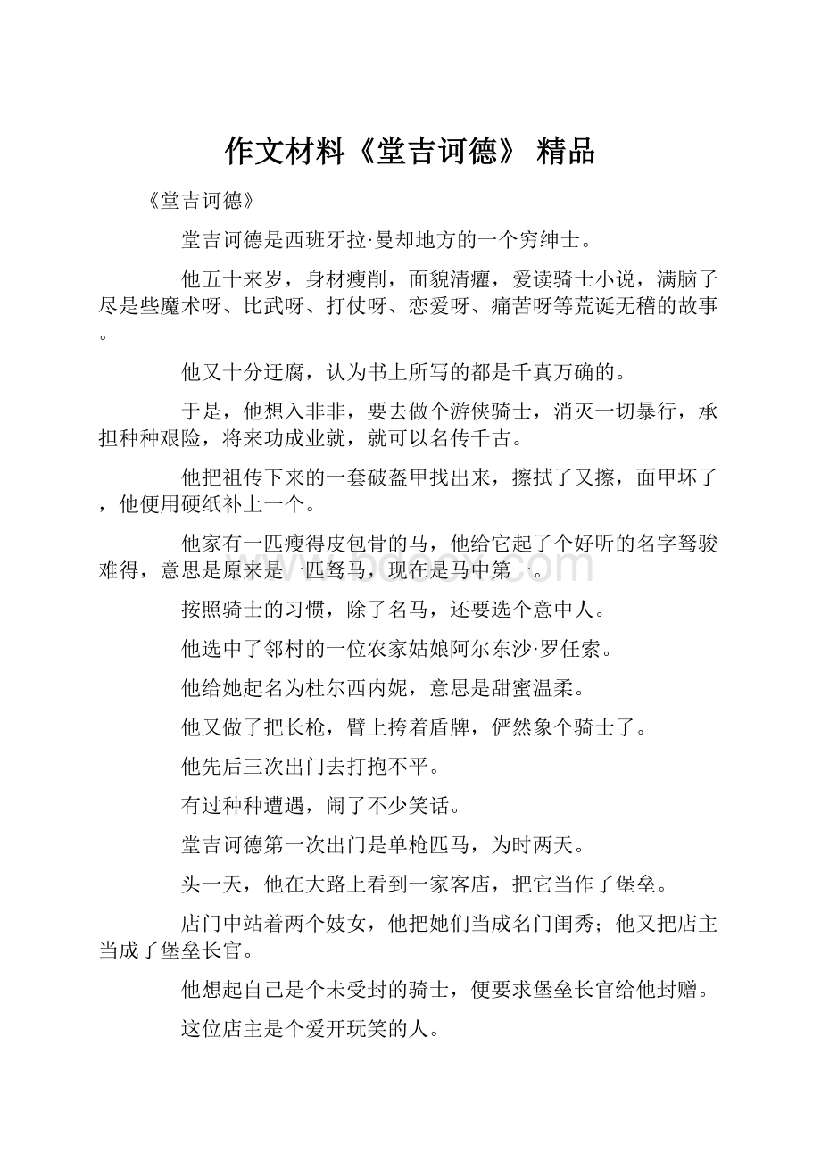 作文材料《堂吉诃德》 精品.docx