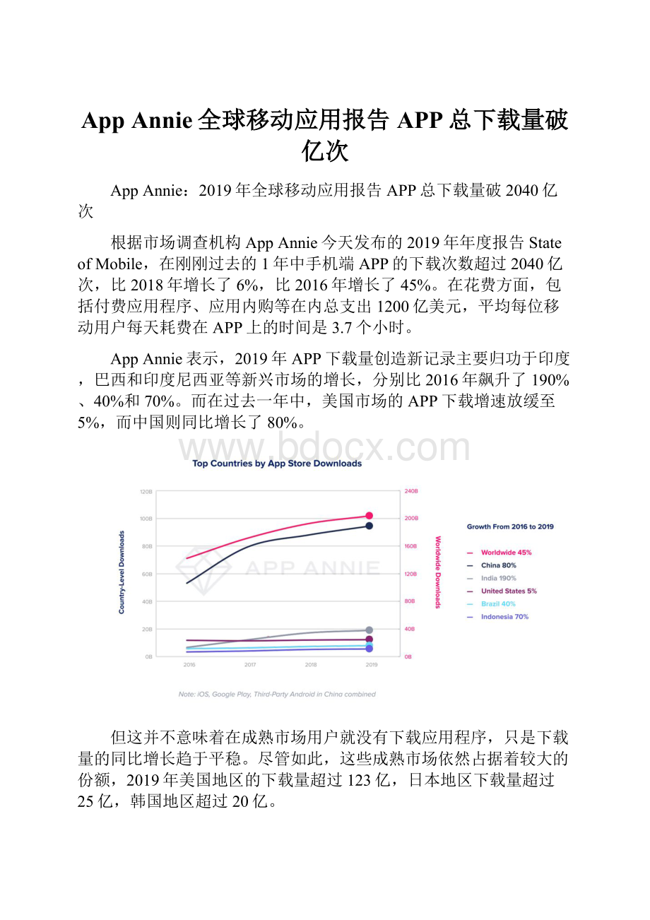 App Annie全球移动应用报告 APP总下载量破亿次.docx_第1页