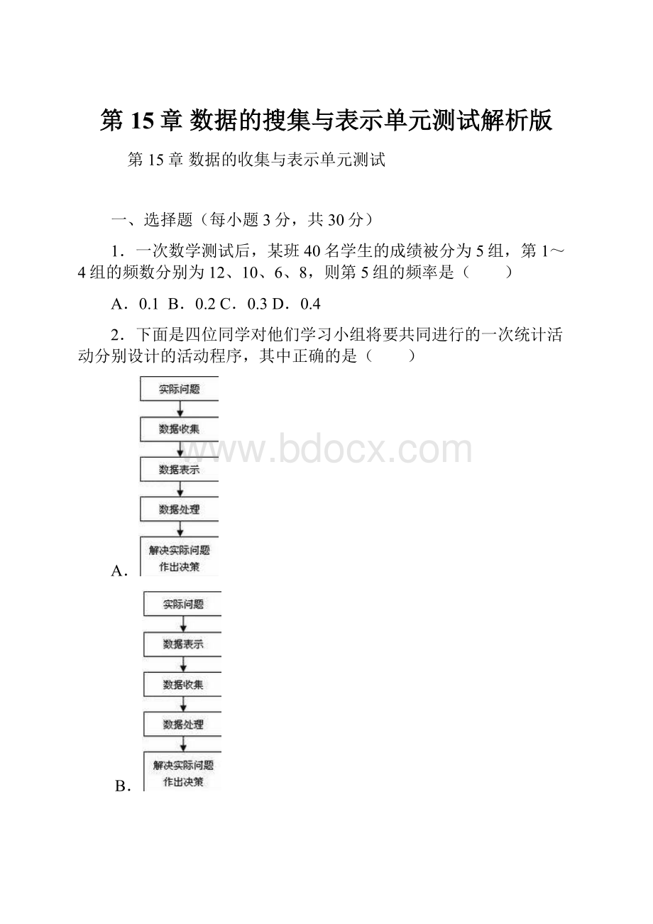 第15章 数据的搜集与表示单元测试解析版.docx