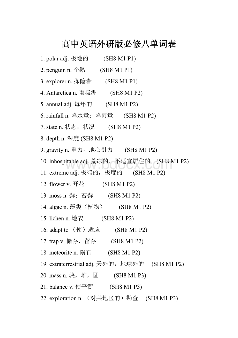 高中英语外研版必修八单词表.docx_第1页