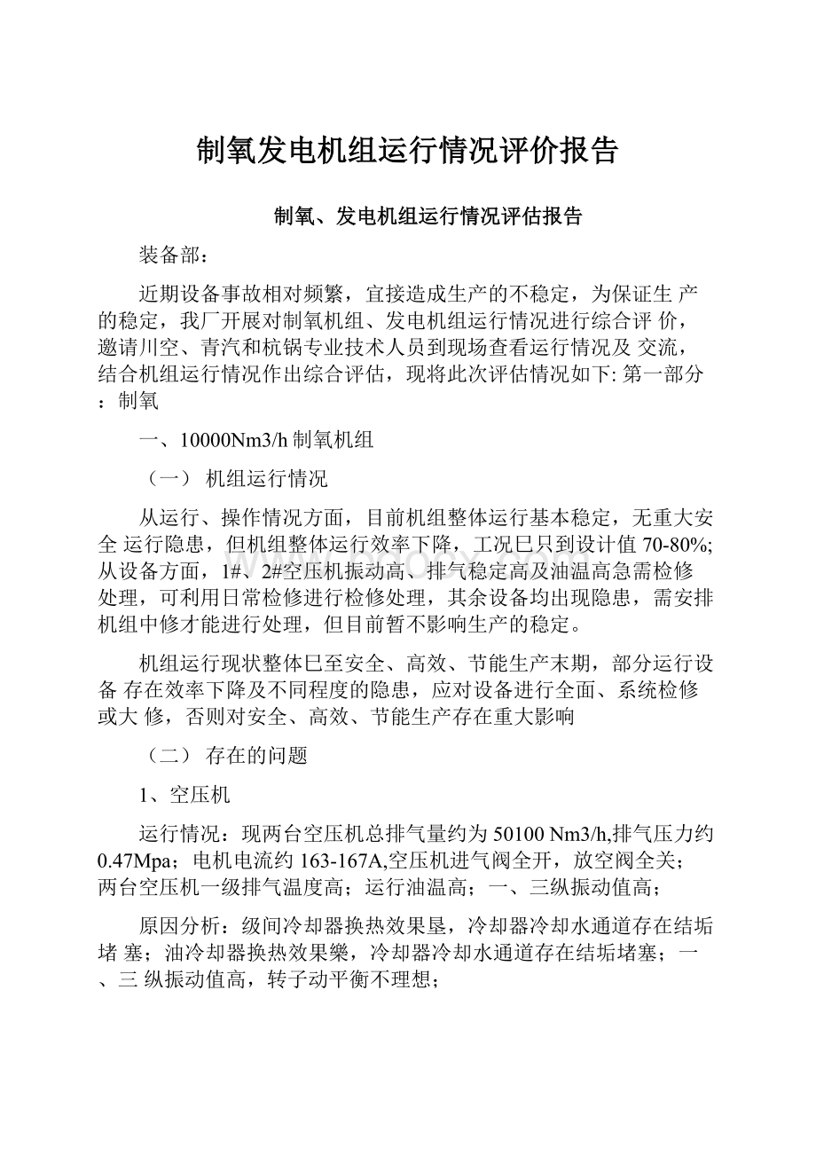 制氧发电机组运行情况评价报告.docx_第1页