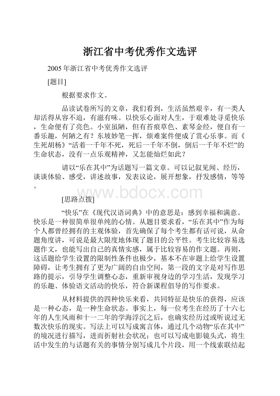 浙江省中考优秀作文选评.docx