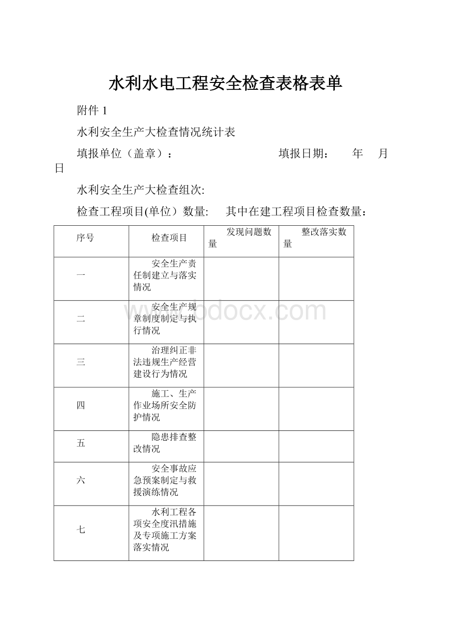 水利水电工程安全检查表格表单.docx