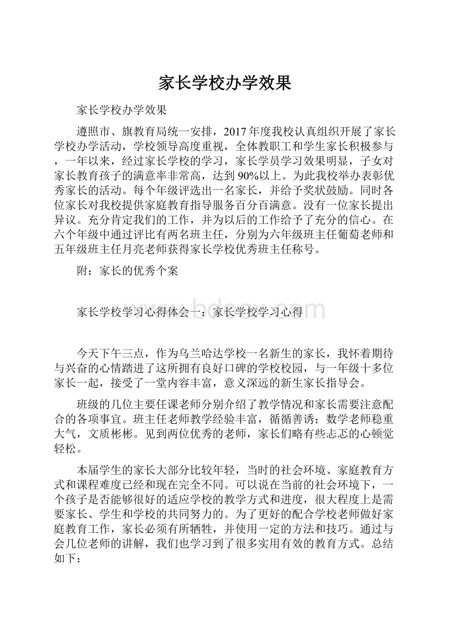 家长学校办学效果.docx