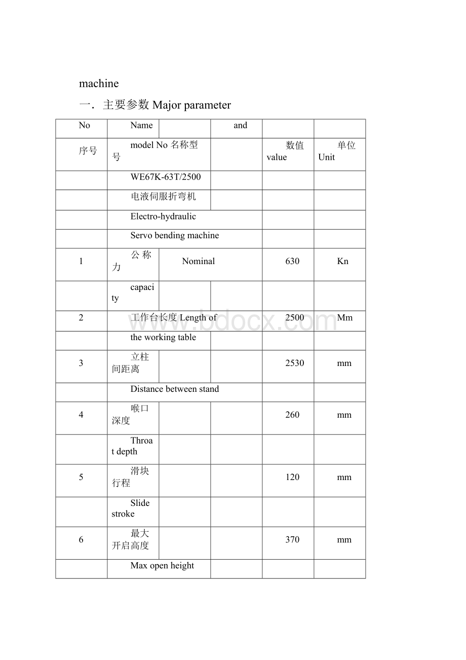 63T2500电液伺服折弯机参数.docx_第3页