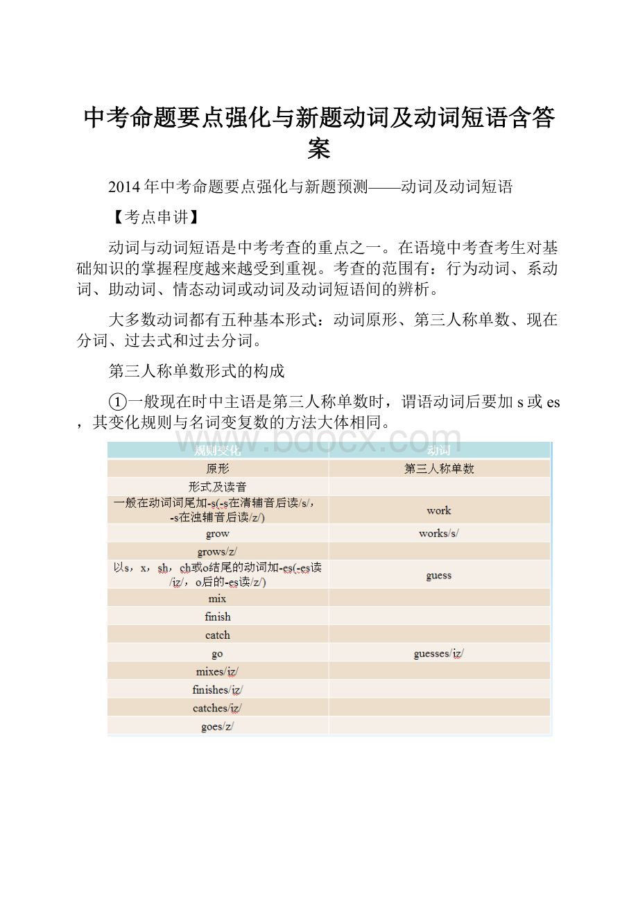 中考命题要点强化与新题动词及动词短语含答案.docx_第1页